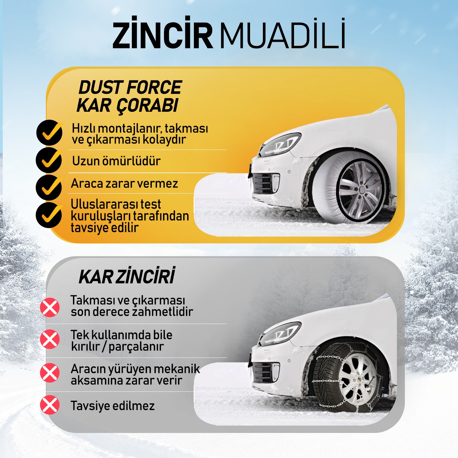 Dust Auto - Kar Çorabı - Oto Branda - Oto Kolçak - Oto Aksesuar Üreticisi - Dust Auto Kar Çorabı - Universal Oto Branda - Universa Oto Kolçak